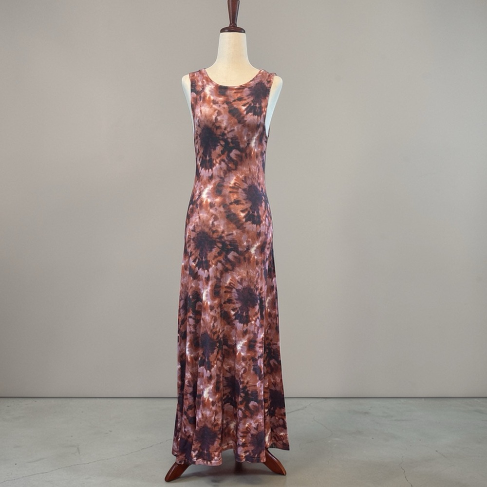 Zara Tie Dye Knit Maxi Dress | Open Back | Stretch Fitted | Size S